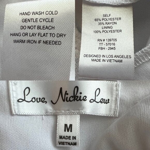 Love, Nickie Lew Eyelet Strappy Cami Mini Dress Sz M White Lined Sweetheart NWT - Picture 9 of 10